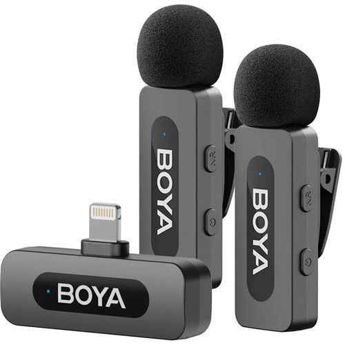 BOYA BY-V2 2.0 Ultracompact 2-Person Wireless Microphone System with Lightning Connector for iOS Devices (2.4 GHz)