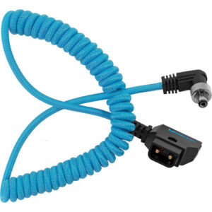 Kondor Blue Coiled D-Tap to DC 5.5 x 2.5mm Barrel Right-Angle Cable (Raven Black)